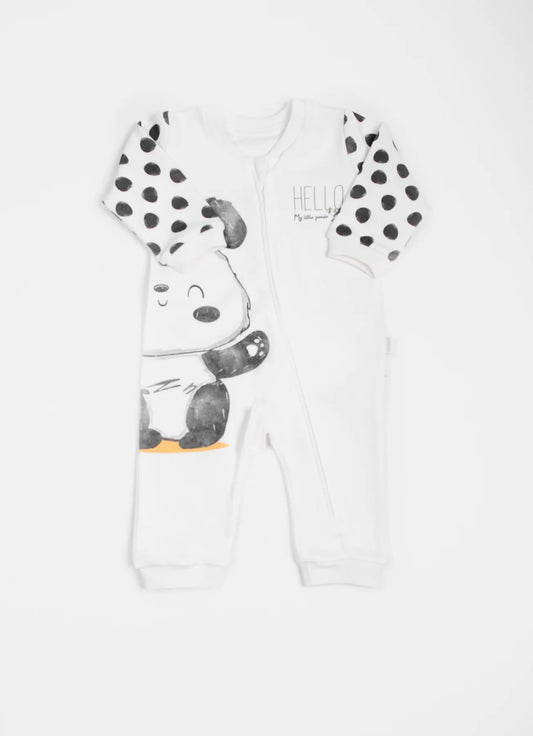 Organisk Panda Zip-Up Jumpsuit