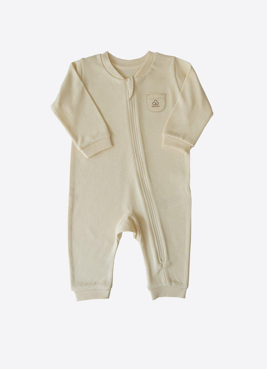 Organisk ny Basic Jumpsuit med glidelås - NATURLIG